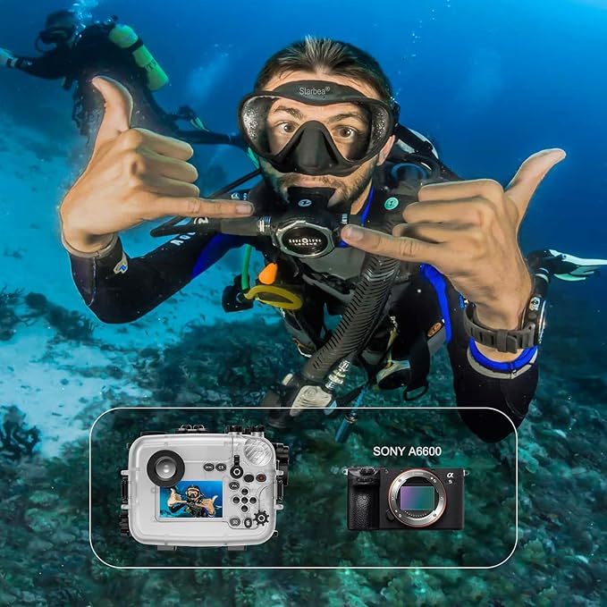 Sea frogs Underwater Camera Case Compatible with Sony A6600 90MM IPX8 40m/130ft Maximum Diving Depth Waterproof Camera Housing for Diving, Surfing, Rowing, Skiing