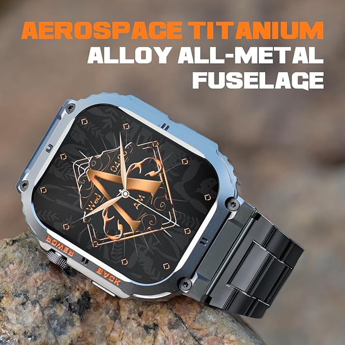 Smart Watch,100M Waterproof Rugged Military Smartwatch with Bluetooth Call(Answer/Dial Calls) 2-inch Utral Large HD Display 70 Days Extra Long Battery Life,100+ Sports Modes Fitness Tracker