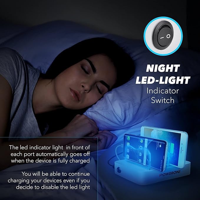 4 Port USB Charging Station - Fast Charging Dock for Multiple Devices Apple - Multi Device Charger Station - Compatible with Apple iPad, iPhone, Android, and Tablet - Charging Rack