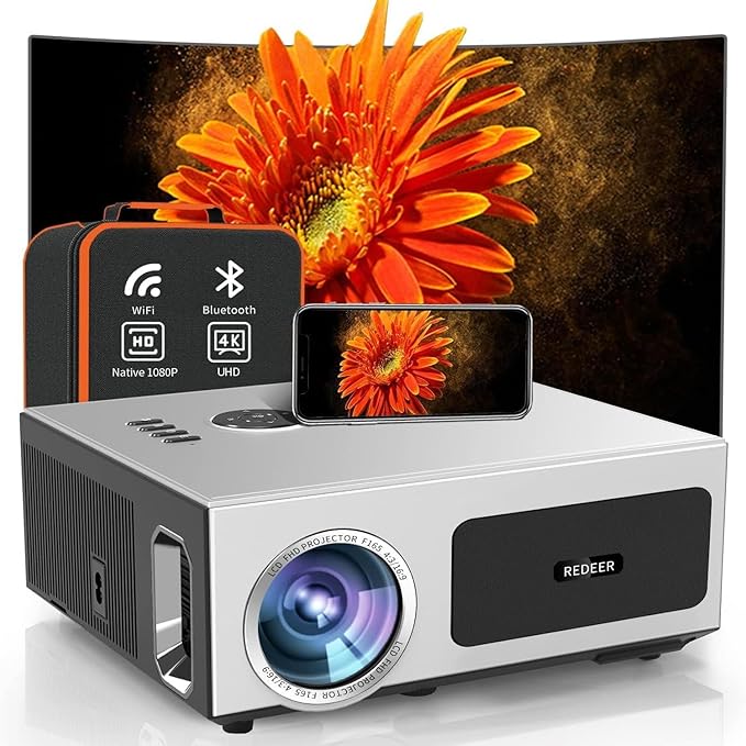 2000 ANSI Smart Outdoor Projector 4K with WIFI and Bluetooth,Auto Focus,DoIby Audio,ARC,PPT,Outdoor Movie Home Projector 4k HDR10+30W Speaker,50%Zoom,500''Display,Compatible w/ TV Stick,iOS,Android,PC