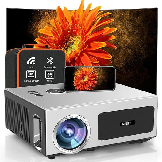 2000 ANSI Smart Outdoor Projector 4K with WIFI and Bluetooth,Auto Focus,DoIby Audio,ARC,PPT,Outdoor Movie Home Projector 4k HDR10+30W Speaker,50%Zoom,500''Display,Compatible w/ TV Stick,iOS,Android,PC