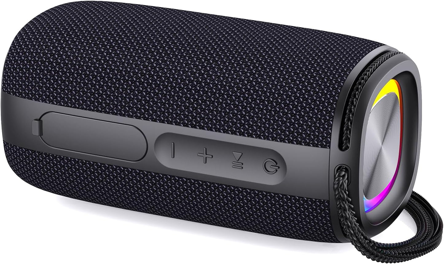 Bluetooth Speaker, Speaker Bluetooth Wireless with Light, BT5.3, IPX6 Waterproof Electronic Gadgets for Home/Party/Outdoor, Birthday Gift (Black)