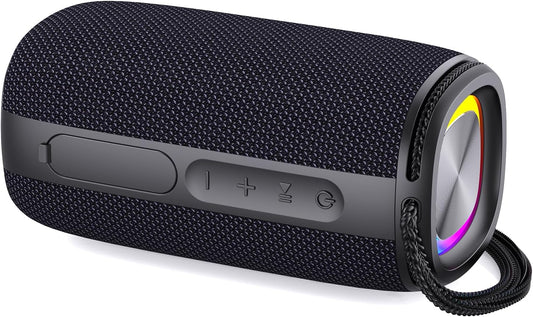 Bluetooth Speaker, Speaker Bluetooth Wireless with Light, BT5.3, IPX6 Waterproof Electronic Gadgets for Home/Party/Outdoor, Birthday Gift (Black)