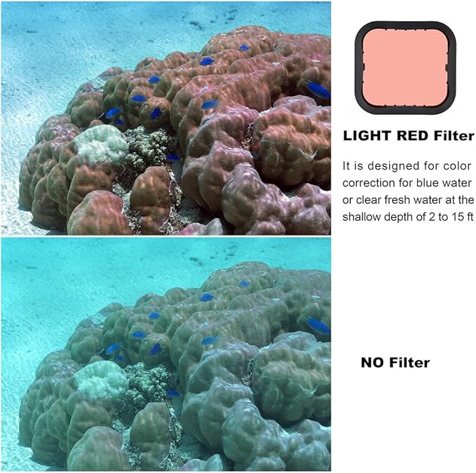 3-Pack Dive Filter (Red, Light Red, Magenta) for GoPro Hero 5 6 7 Black Hero(2018) Super Suit Housing - Color Correction in Scuba Diving, Snorkeling and Underwater Photos and Videos