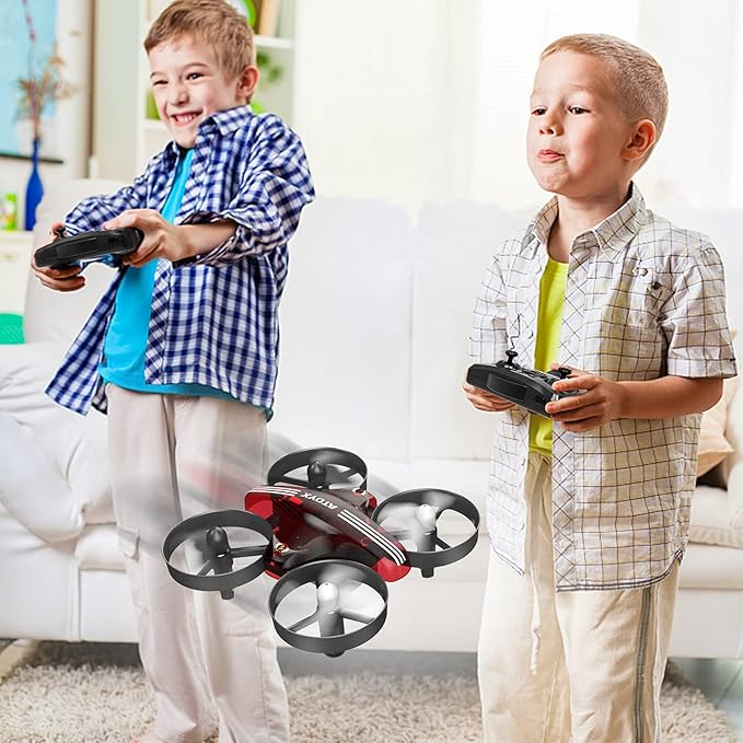 Mini Drone for Kids & Beginners, Indoor Portable Hand Operated/RC Nano Helicopter Quadcopter with Auto Hovering, Headless Mode & Remote Control, Children's Day Gift for Boys and Girls -Red.4-blade design delivers greater stability and increased thrust.