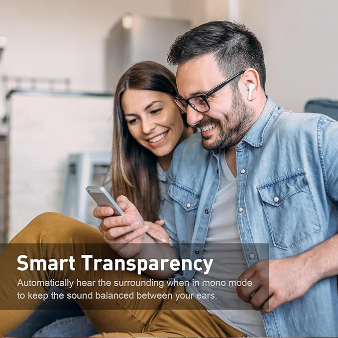 xtremtec Bluetooth Noise Cancelling Wireless Earbuds for iPhone/Android, in-Ear Sweatproof Stereo Bass Headphones, Immersive Sound Bluetooth 5.2 Earphones with Microphones,En-able Computer (White)