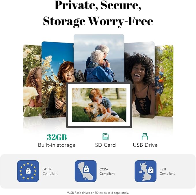 pexar by Lexar Digital Picture Frame, 10.1 inch Touch Screen Ultimate Clarity, Anti-Glare Stunning Under Lighting, WiFi Photo Frame 32GB for Home Decor, Gifting, Share Photos/Videos via APP