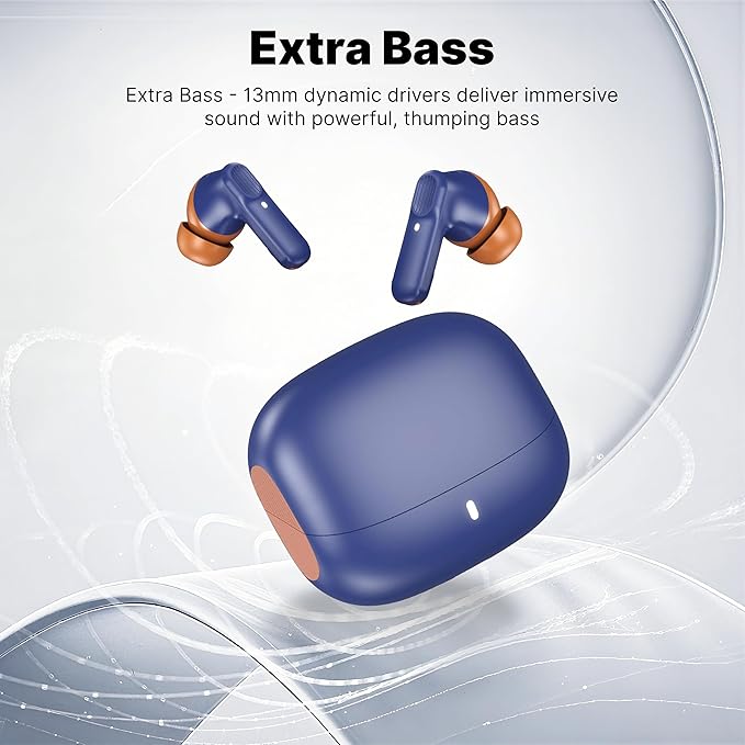 Wireless Earbuds Bluetooth 5.3 Headphones, Lightweight in-Ear Design with Deep Bass, 48HPlaytime, Touch Control, IPX5 Waterproof Earphones for Sports Workout (Dark Blue)
