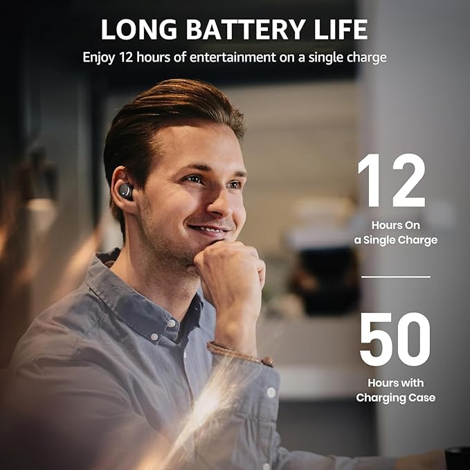 TOZO T6 Wireless Earbuds, Bluetooth 5.3 Ear Buds, Stereo Sound in Ear Headphones, 50 Hours Playtime, Wireless Charging Case, APP Customizable EQs, IPX8 Waterproof Earphones