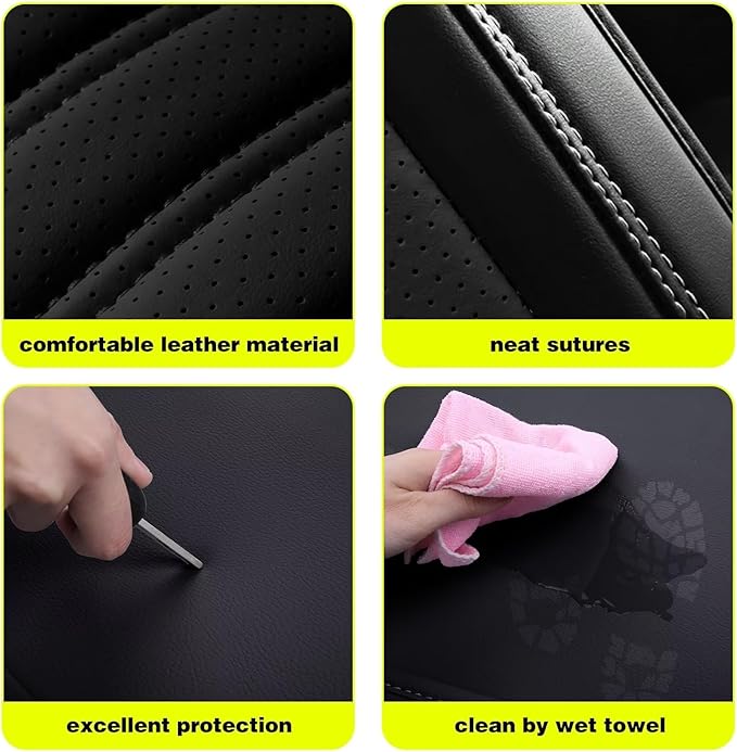 TTX Car Seat Covers Full Set Fit for Kia Sportage 2009-2026 Breathable Leather Seat Protector with Airbag Compatible Automotive 5 Seat Cushions Cover with Beautiful Patterns (Black)