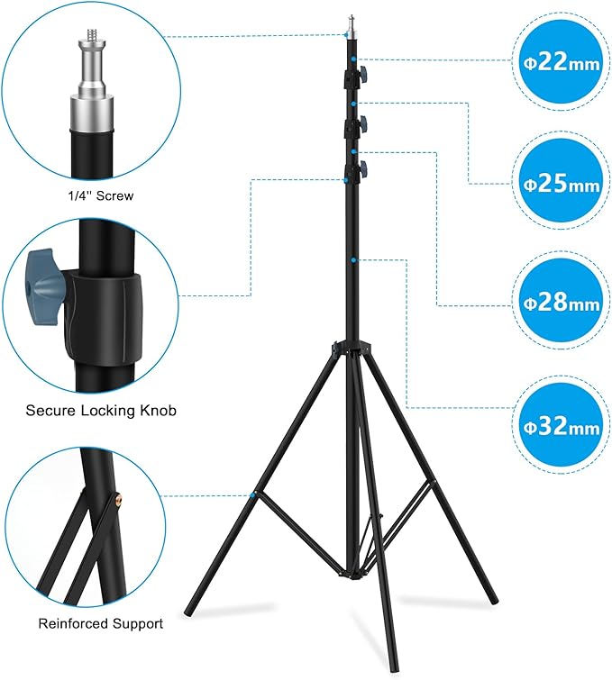20ft/240inch Heavy Duty Light Stand, 20'/600cm Sky High Tripod Stand with Bag Air Cushioned Metal Light Stand for Video Camera Sports Photography, Lights, Photo Studio Camera Gimbal Stabilizer