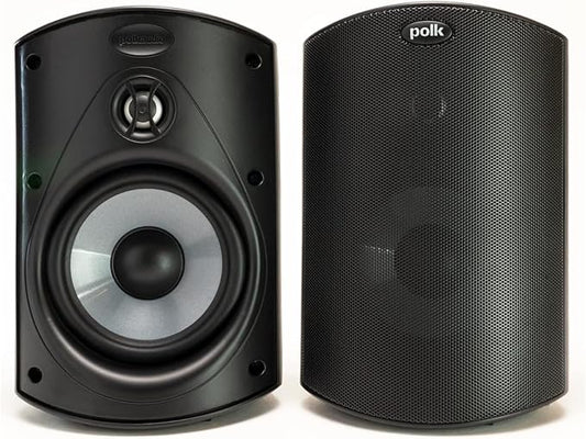 Polk Audio Atrium 4 Weatherproof Outdoor Speakers with Powerful Bass (Pair, Black), All-Weather Durability, Broad Sound Coverage, Speed-Lock Mounting System