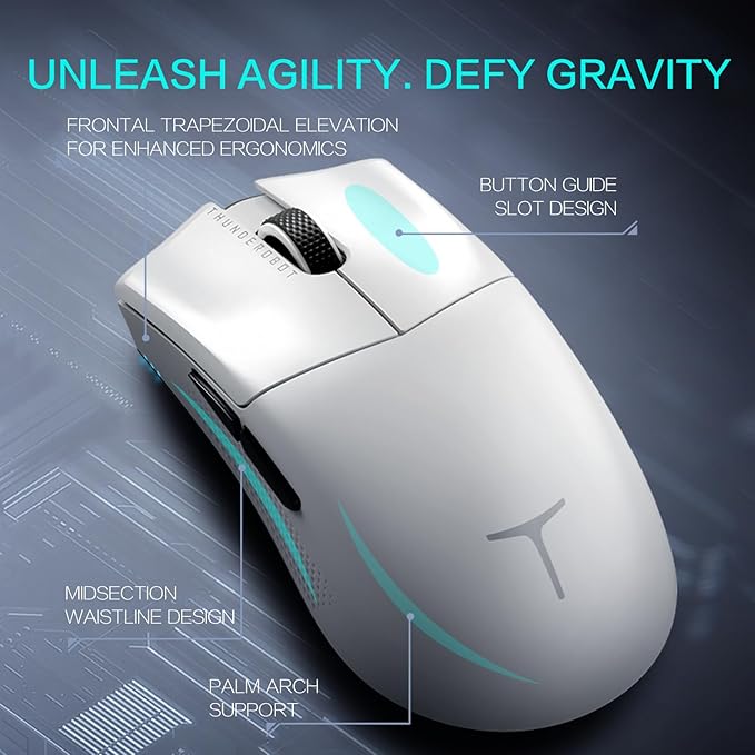 Thunderobot ML903 4K Souris Gamer Sans Fil avec Station de Charge RGB, Capteur Optique de 26 000 DPI,PAW3395,Longue Durée de Vie de la Batterie, Souris Ergonomique Sans Fil Pour PC, Mac