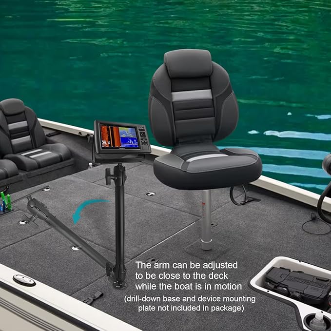 Aluminum Extension(18.3"/46.5cm) Double Socket Arm for 1.5 Inches / C Size / 38mm Ball Accessories, Powerful Clamp, 360° Rotation, Compatible with RAM Mount, iBolt and More