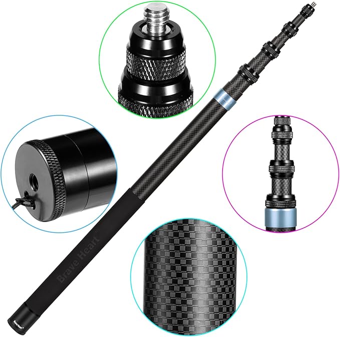 118"/3.0m Extended Super Long Invisible Carbon Fiber Selfie Stick for Insta360 x5 x4 Insta 360 x5 x4 x3 x2 x one rs for Gopro Go pro max for DJI OSMO 360 Camera Accessories (Blue)