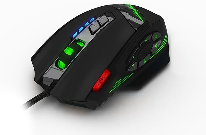12 Programmable Buttons C12 Gaming Mouse, AFUNTA Laser Double-Speed Adjustment 8000DPI Mice Support 4 Level Switch