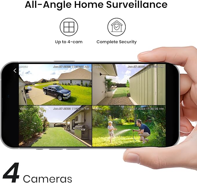 AOSU 2K Add-on Camera, Requires WirelessCam/SolarCam HomeBase (NOT Doorbell HomeBase), Up to 4 Cameras Can be Connected to 1 Homebase