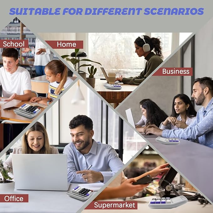 Black Gray Calculator, Big Button Calculator with Large LCD Display, Black Gray Office Desk Accessory for Offices, Schools, Homes and Businesses