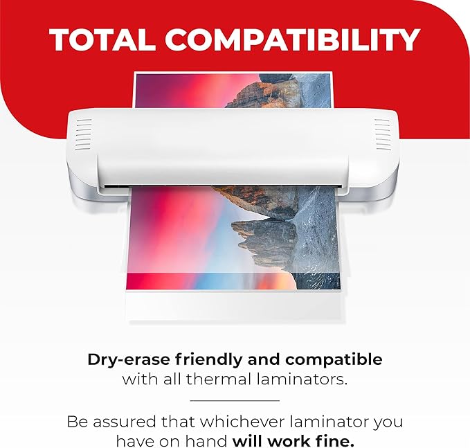 3MIL Thermal Laminating Sheets (100 Count) 9x11.5 inch, Letter Size, Dry-Erase Friendly Laminating Pouches, Compatible with Laminator, Crystal Clear Laminated Finish