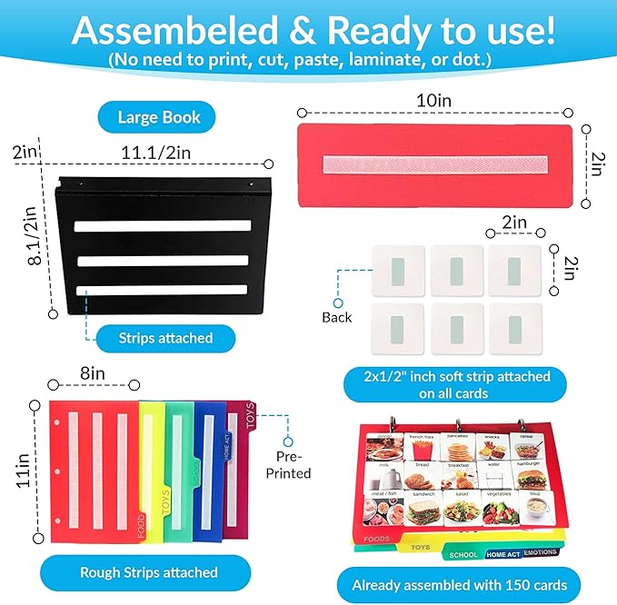 Visual Communication Book,162 ASD Photo Picture Cards: Autism Language Vocabulary, Speech Articulation Therapy, ADHD & Aprexia Learning (English Laminate Real Photo Book, Large)