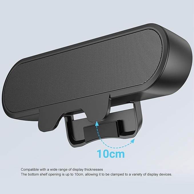 ASHATA USB Speaker Bar, Stereo USB Powered Speaker Computer Speakers with Loud Sound,Volume Control for Desktop Pc, Easily Clamps to Monitor, Convenient Controls