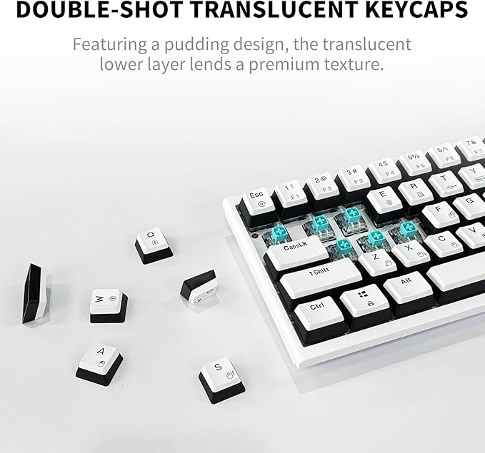 Hexgears X1 Pro Wireless Mechanica Keyboard, Hot-swappable Clicky Switch Gaming Keyboard Bluetooth/2.4G/USB-C Mini Compact with Wrist Rest - White