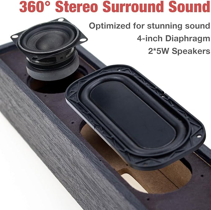 MICA Computer Speakers, Wired Computer Sound Bar, Wooden Mini Soundbar, USB Powered PC Speakers 3.5mm AUX & PC Input (Black)