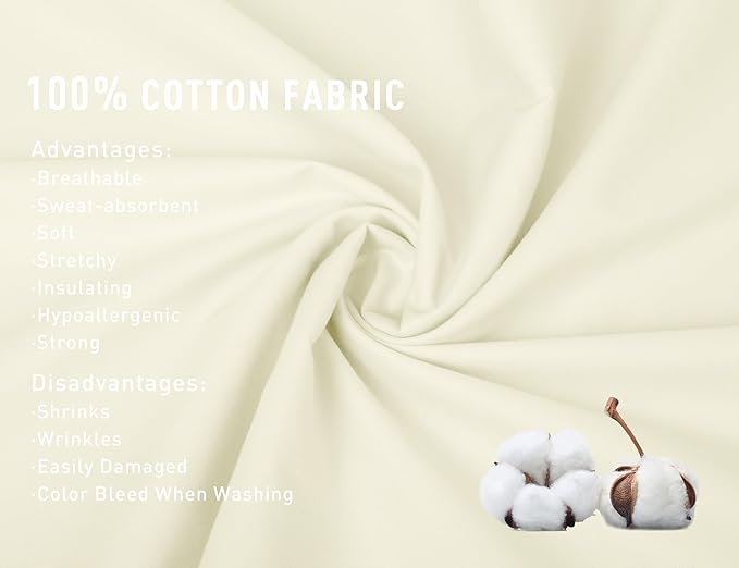 Sunflower Queen Pillowcases Set of 2, 100% Cotton Queen Size Pillow Cases 2, 20×30 inches Light Beige, Soft and Breathable