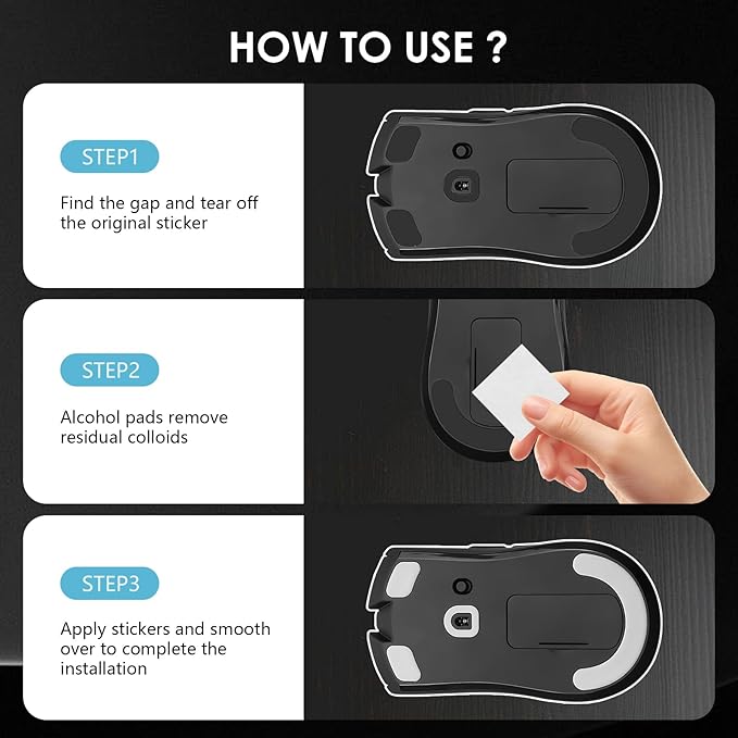 2 Pack V3 Hyper Speed Wireless Gaming Mouse Feet Sliding Stickers, Mice Glass Skates Pad, Replacement Glide Stickers for Smooth Control Precision on Any Gaming Surface (Glide Mice Skates)