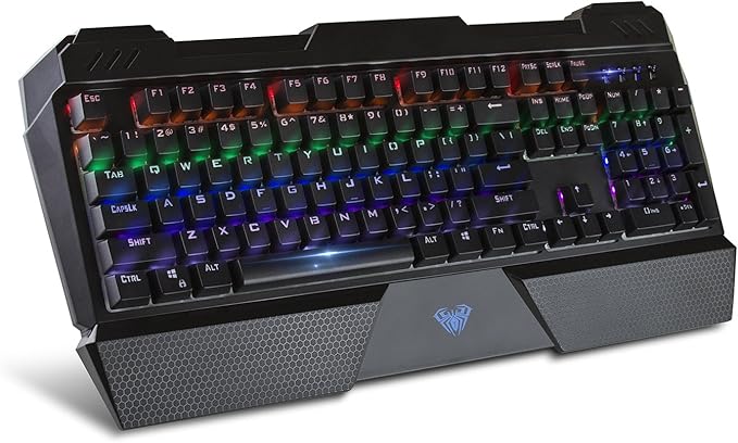 Beastron RGB LED Backlit Mechanical Wired Gaming Keyboard with Blue Switches, Adjustable Backlit Effects, Compatible with PC and Mac