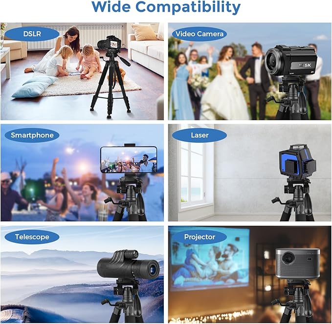 Camera Tripod Stand, LINKCOOL 74 Inch Tall Tripod for Camera Canon Nikon Sony - Lightweight Aluminum Tripod Camera Stand with Detachable Head, Remote Shutter & Phone Mount for Vlog Live Streaming