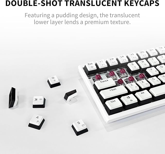 Hexgears X1 Pro Wireless Mechanica Keyboard, Hot-swappable Linear Switch Gaming Keyboard Bluetooth/2.4G/USB-C Mini Compact with Wrist Rest - White