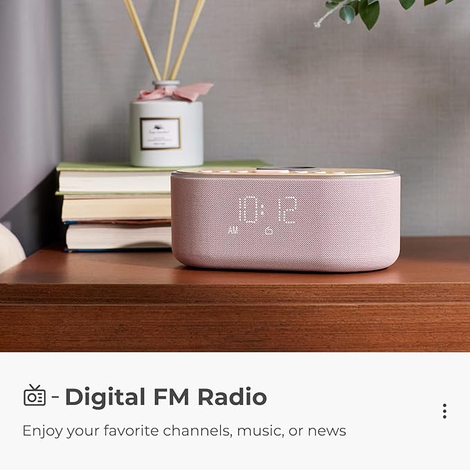 uscce Alarm Clock Bluetooth FM Radio: 10W Stereo Sound Speaker - Fast Wireless Charging for iPhone Samsung - Dimmable Clock Radio for Bedroom