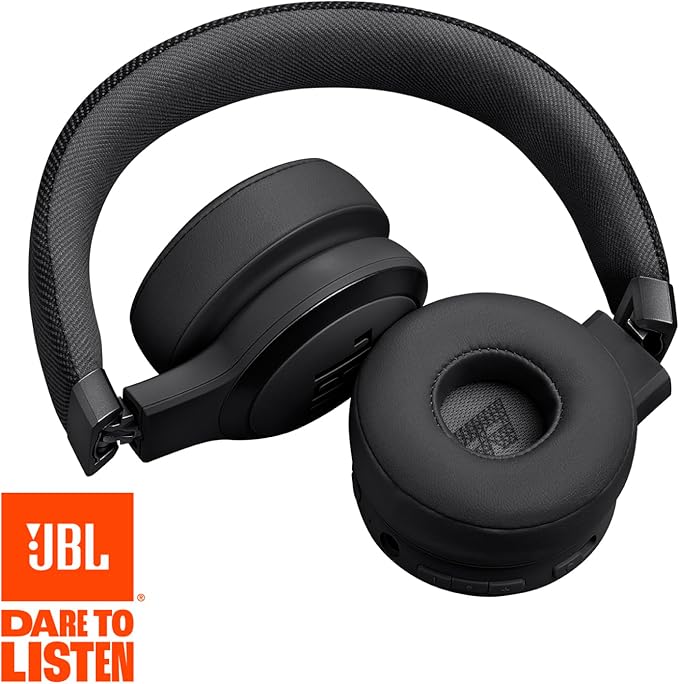 JBL Live 670NC - Wireless On-Ear Headphones with Adaptive Noise Cancelling with Smart Ambient, Up to 65H Battery Life with Speed Charge, Lightweight, Comfortable and Foldable Design (Black)