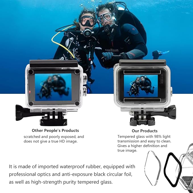 Suptig Waterproof Case, Dive Case for Gopro Hero 7 Black, Hero 6, Hero 5& 2018 Action Camera Waterproof 147ft(45Meters)