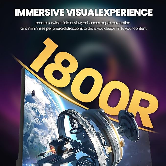 CRUA 27" Curved Gaming Monitor, 280Hz FHD (1920X1080P), 1800R VA Panel, 120% sRGB, Support AMD FreeSync, Low Blue Light, Ultra-Smooth Esports Display, HDMI 1.4 & DP 1.2, Wall Mountable Installs-Black