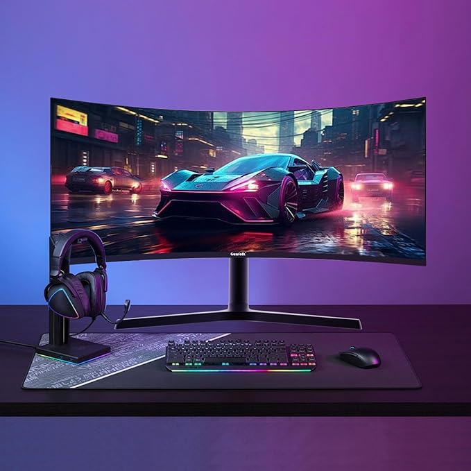 38 Inch Ultrawide Curved 144Hz Gaming Computer Monitor 2500R PC Screen 21:9 UWQHD (3840x1600),1ms,10bit,Freesync,Display Port、HDMI,Liftable Stand,Wall Mount Compatible 100 * 100mm-Black