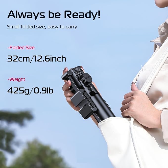 ULANZI MT-70 Extendable Tripod, 63" Selfie Stick Vlog Tripod Stand with 2 Phone Clips as Teleprompter, 360° Rotate Camera Holder for iPhone, Sony, Canon, DJI Osmo Nano, Lightweight for Travel, Black