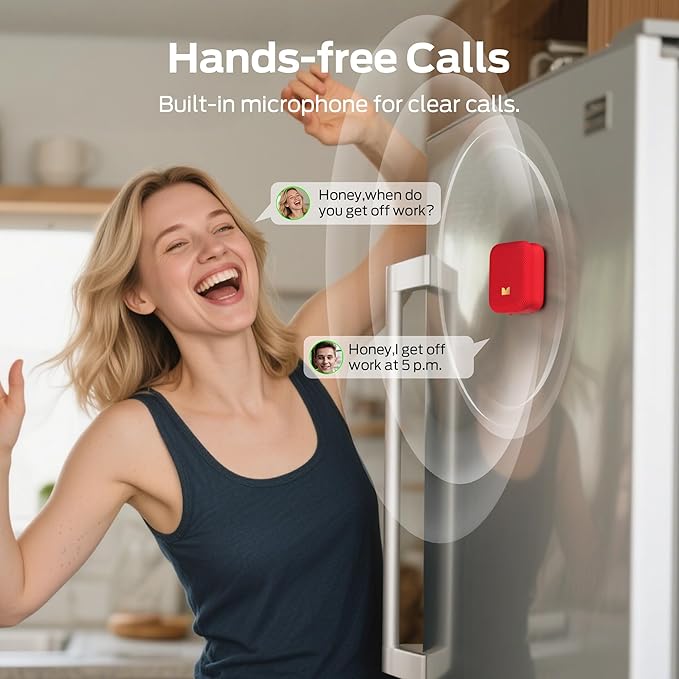 Monster Atomic Atom Wearable Bluetooth Speaker with Mics for Hands-Free Calls, IPX5 Waterproof, Compact and Portable Speaker for Workout, Cycling, Red