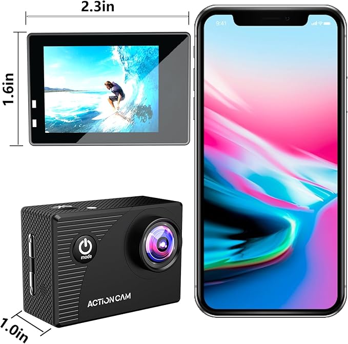 Action Camera 1080P Sports Camera 32GB Memory Card Action Cam 4xZoom 131ft Underwater Waterproof with 2 X Batteries and Multi-Function Accessory(X2R)