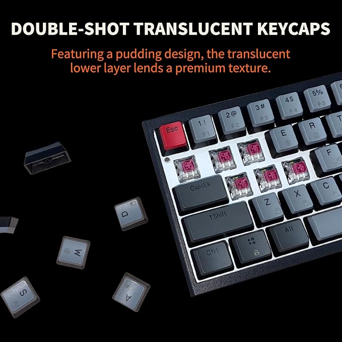 Hexgears X1 Pro Wireless Mechanica Keyboard, Hot-swappable Linear Switch Gaming Keyboard Bluetooth/2.4G/USB-C Mini Compact with Wrist Rest - Blakc/Gray