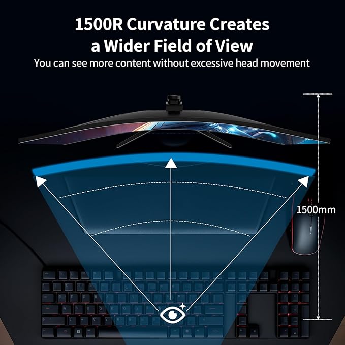 SANSUI 34-Inch Curved Gaming Monitor UWQHD 3440 x 1440 165Hz Curved 1500R - PIP/PBP, 1ms(MPRT), HDR, 300nits, sRGB 125%, DCI-P3 95%,FreeSync,HDMI x2,DP1.4 x2 (ES-G34C5 DP Cable Included)