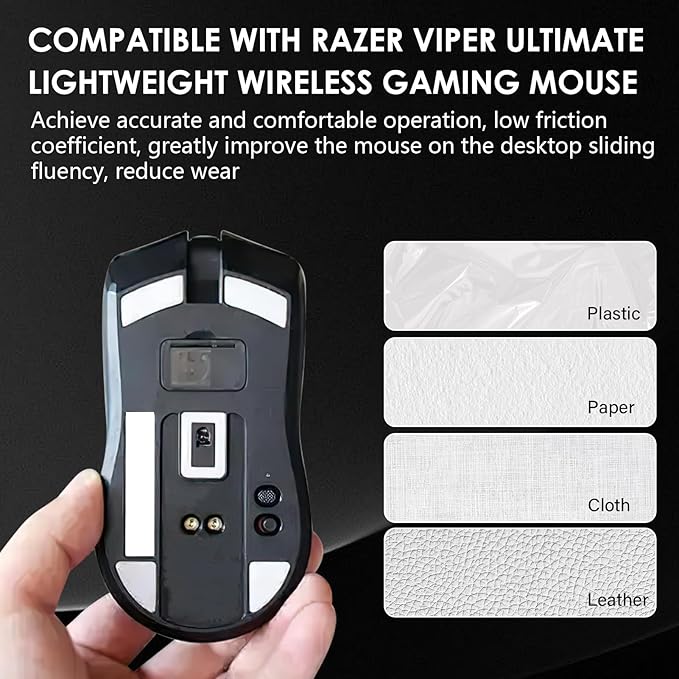 2 Pack Ultimate Lightweight Wireless Gaming Mouse Feet Sliding Stickers, Mice Glass Skates Pad, Replacement Glide Stickers for Smooth Control and Precision on Any Gaming Surface (PTFE)