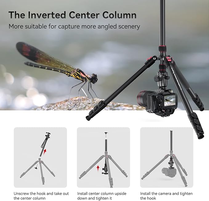 SmallRig CT-20 Camera Tripod, 78.7" Foldable Aluminum Tripod & Monopod, 360°Ball Head Detachable and Quick Release Plate, Payload 33lb, Adjustable Height from 18.5" to 78.7" for Camera, Phone - 3474C