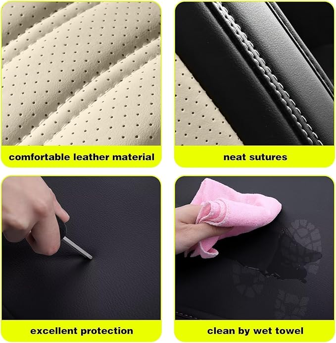 TTX Car Seat Covers 2 Front Seats Fit for Kia Sportage 2009-2026 Breathable Leather Seat Protector with Airbag Compatible Automotive Seat Cushions Cover with Beautiful Patterns (Beige)