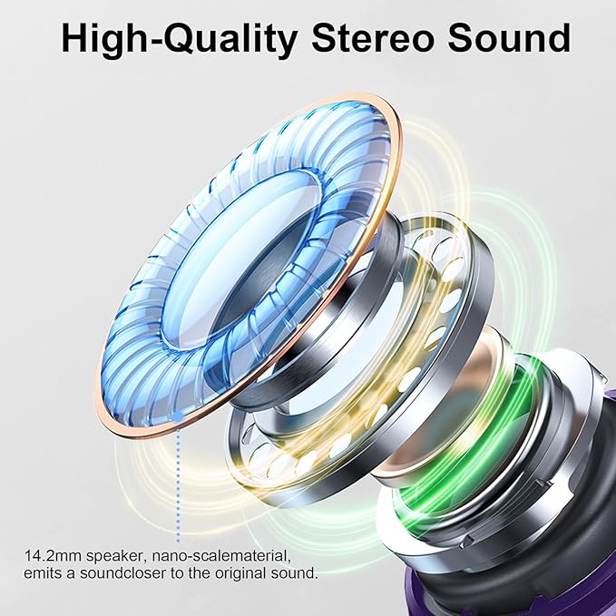 Bluetooth 5.4 Earbuds, 2025 Wireless Headphones Hi-Fi Stereo Ear Buds, 4 ENC Noise Cancelling Mic, 40+Hrs USB-C in-Ear Earphone, IP-X7 Waterproof Sport Workout Gym for Laptop Pad Android iOS