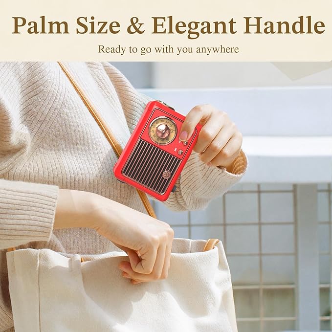 PRUNUS J-999 Retro Bluetooth Speaker,Vintage Decor,Mini Wireless Bluetooth Speaker,Cute Old Fashion Style Support USB/TF Card/AUX for Kitchen Desk Bedroom Office Party Outdoor(Exclusive Red)