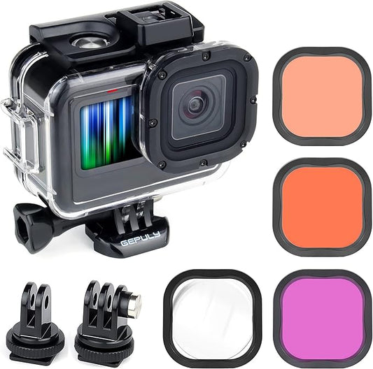 Waterproof Case with Dive Filters for GoPro Hero 13 12 11 10 9 Black, 60M Underwater Protective Dive Housing Case with Red, Snorkel, Magenta, 5X Close-up Macro Filters