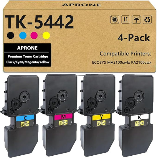 APRONE TK-5442 TK5442 Toner Cartridge Compatible for TK-5442 for Kyocera ECOSYS MA2100cwfx PA2100cwx Model Laser Printer (Black/Cyan/Magenta/Yellow,4-Pack)