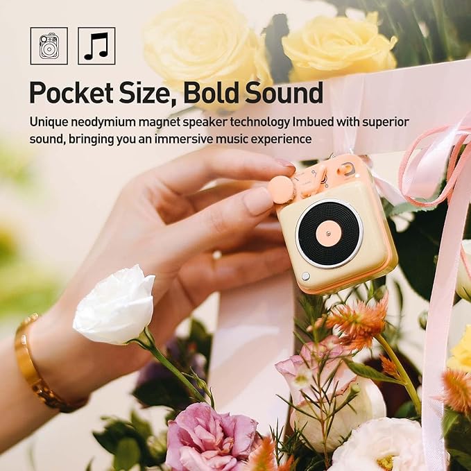 MUZEN Mini Bluetooth Speaker, Button Small Cute Portable Metal Retro Wireless Speaker with Loud Volume Great Sound and Portable Lanyard & Gift Bag for Office Classic Vintage Decor
